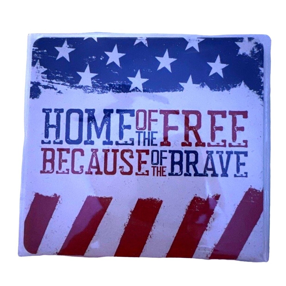 VFW Patriotic Coasters Home of the‎ Free Because of the Brave Set of 2 - Picture 2 of 5